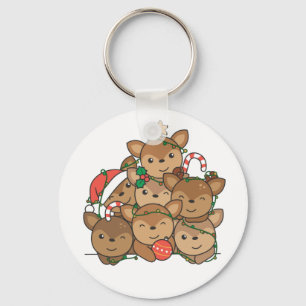 Deer Kerstboom Funny Animal Kerstmis Keychai Sleutelhanger