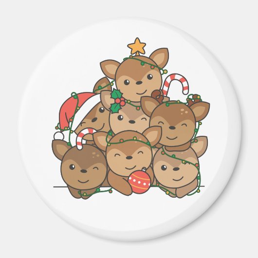 Deer Kerstboom Funny Animal Kerstmis Magnet (Voorkant)