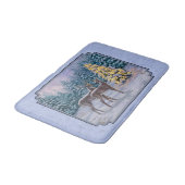 Deer & kerstboom Winter Blauw Badmat (Gekanteld)