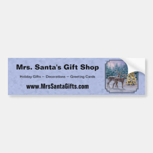 Deer & kerstboom Winter Blauw Bumpersticker
