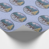 Deer & kerstboom Winter Blauw Cadeaupapier (Hoek)