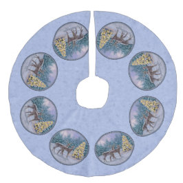 Deer & kerstboom Winter Blauw Imitatie Linnen Kerstboom Rok