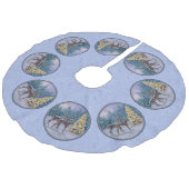 Deer & kerstboom Winter Blauw Imitatie Linnen Kerstboom Rok (Gekanteld)