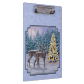 Deer & kerstboom Winter Blauw Klembord (Rechts)