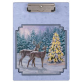 Deer & kerstboom Winter Blauw Klembord (Voorkant)