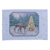 Deer & kerstboom Winter Blauw Kussensloop (Voorkant-Rechts)