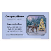 Deer & kerstboom Winter Blauw Magnetisch Visitekaartje (Voorkant)