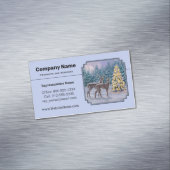 Deer & kerstboom Winter Blauw Magnetisch Visitekaartje (Voorbeeld)