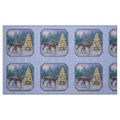 Deer & kerstboom Winter Blauw Stof (Fat Quarter)
