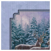 Deer & kerstboom Winter Blauw Stof (Close Up)