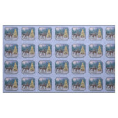 Deer & kerstboom Winter Blauw Stof (Yard (91,4 cm))
