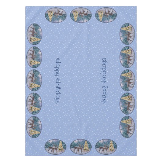 Deer & kerstboom Winter Blauw Tafelkleed (Voorkant)