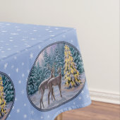 Deer & kerstboom Winter Blauw Tafelkleed (Voorbeeld)