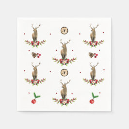 Deer Kerstfeest Idyll Pattern Servet
