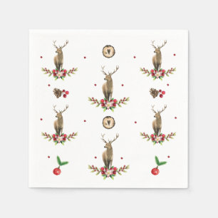 Deer Kerstfeest Idyll Pattern Servet