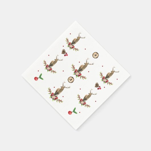 Deer Kerstfeest Idyll Pattern Servet (Hoek)
