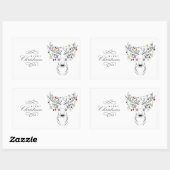 Deer Kerstkaarde Rechthoekige Sticker (Vel)
