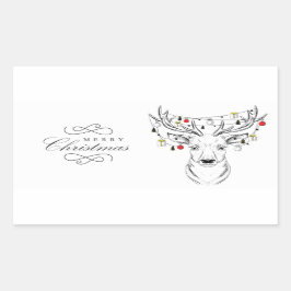 Deer Kerstkaarde Rechthoekige Sticker