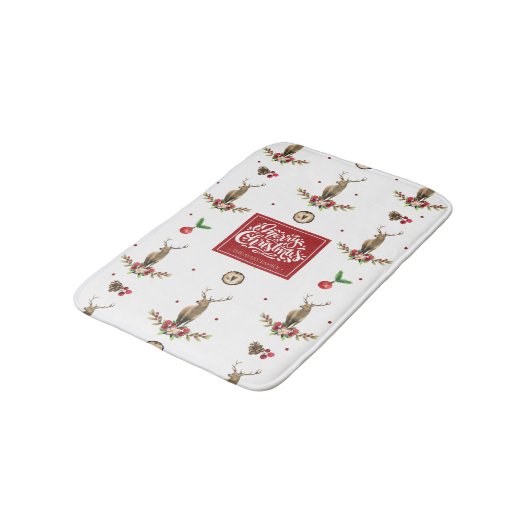 Deer Kerstmis Idyll - persoonlijk Badmat (Gekanteld)