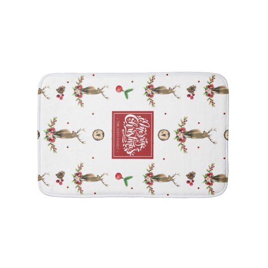 Deer Kerstmis Idyll - persoonlijk Badmat (Voorkant)