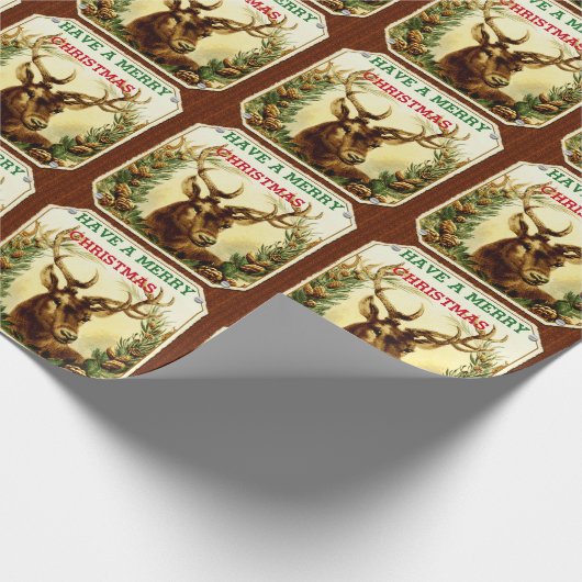 Deer Kerstmis, op maat gemaakt met houten korrel Cadeaupapier (Hoek)