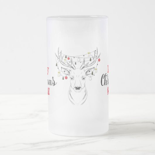 Deer Kerstmis op maat Matglas Bierpul (Center)