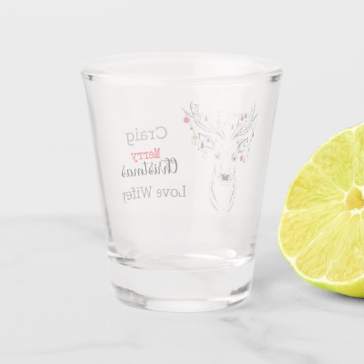 Deer Kerstmis op maat Shot Glas (Achterkant)