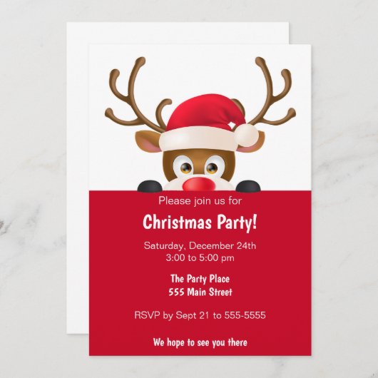 Deer kinder kerstfeestdag kaart (Voorkant / Achterkant)