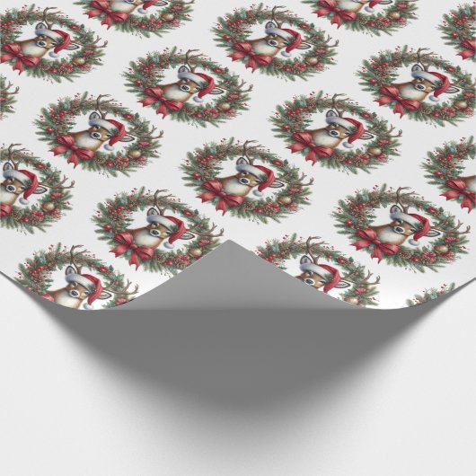 Deer Krans Kerst Wrapping Paper Cadeaupapier (Hoek)
