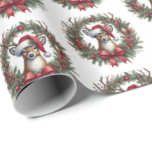 Deer Krans Kerst Wrapping Paper Cadeaupapier (Rol Hoek)