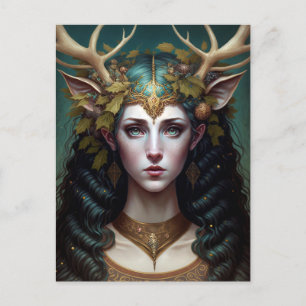 Deer Lady Fantasy Art Briefkaart