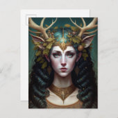 Deer Lady Fantasy Art Briefkaart (Voorkant / Achterkant)