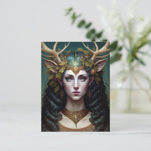Deer Lady Fantasy Art Briefkaart (Staand voorkant)