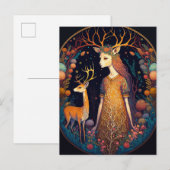 Deer Lady Fantasy Art Briefkaart (Voorkant / Achterkant)