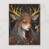 Deer Lady Fantasy Art Briefkaart (Voorkant)