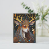 Deer Lady Fantasy Art Briefkaart (Staand voorkant)