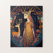 Deer Lady Fantasy Art Jigzaag Puzzle Legpuzzel (Verticaal)