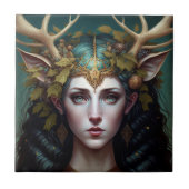 Deer Lady Fantasy Art-keramische Tegel Tegeltje (Voorkant)