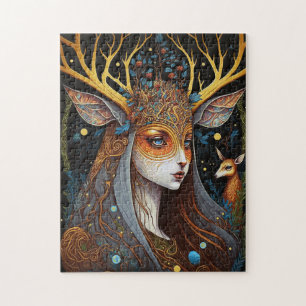 Deer Lady Fantasy Art Legpuzzel