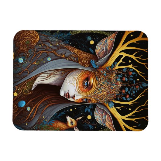 Deer Lady Fantasy Art Magneet (Horizontaal)