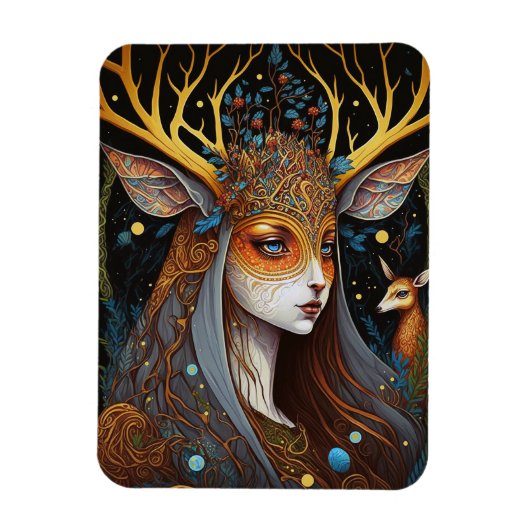 Deer Lady Fantasy Art Magneet (Verticaal)