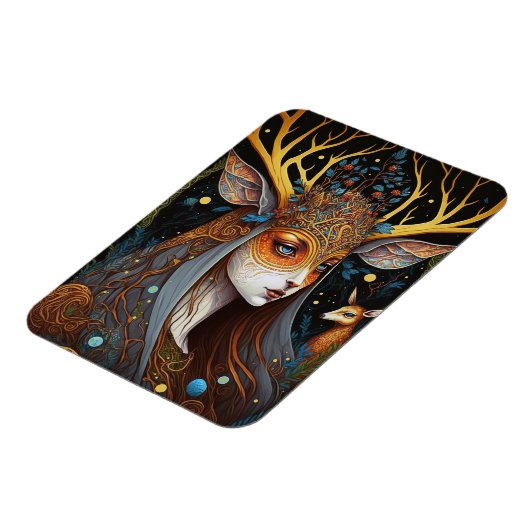 Deer Lady Fantasy Art Magneet (Linkerzijde)