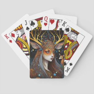 Deer Lady Fantasy Art Pokerkaarten