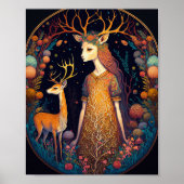 Deer Lady Fantasy Art Poster (Voorkant)