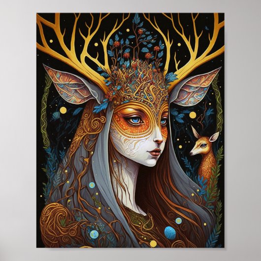 Deer Lady Fantasy Art Poster (Voorkant)