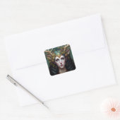 Deer Lady Fantasy Art Square Sticker (Envelop)