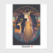 Deer Lady Fantasy Art Sticker (Vel)