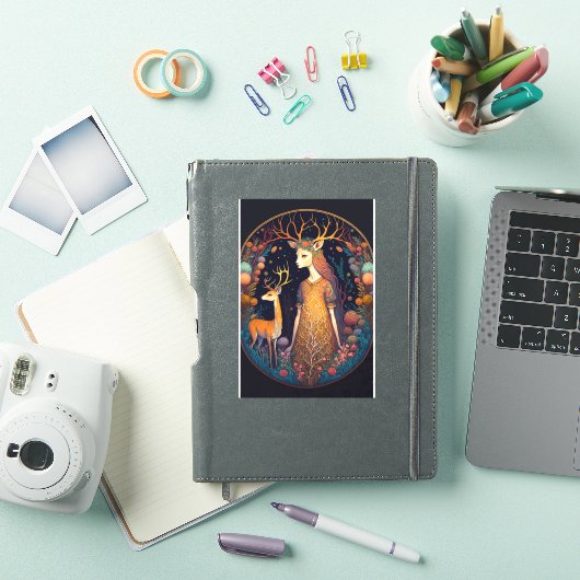 Deer Lady Fantasy Art Sticker (iPad Cover)
