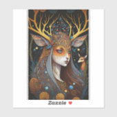 Deer Lady Fantasy Art Sticker (Vel)