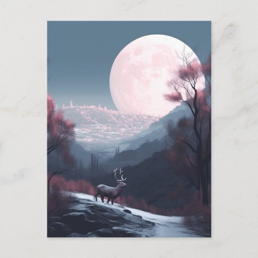 Deer Landscape Fantasy Whimsical Surreal Briefkaart (Voorkant)